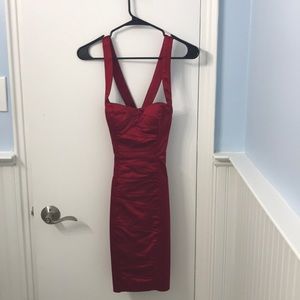 Red Satin Cocktail Dress